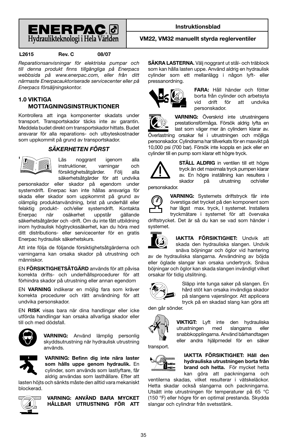 Enerpac VM32 User Manual | Page 35 / 44