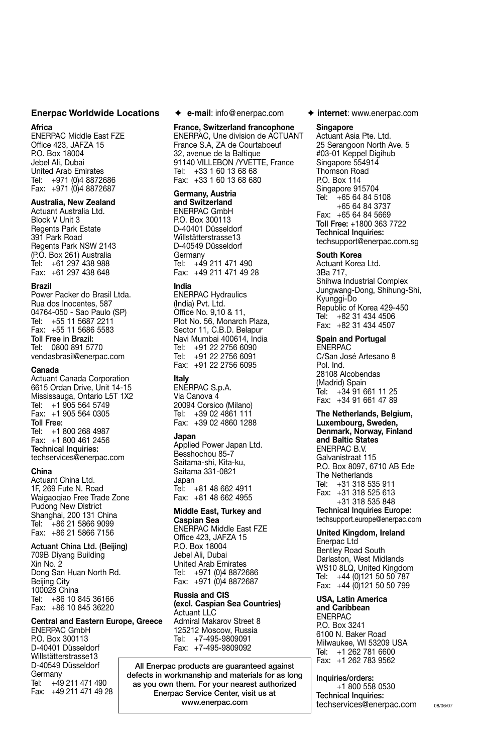 Enerpac VM32 User Manual | Page 44 / 44