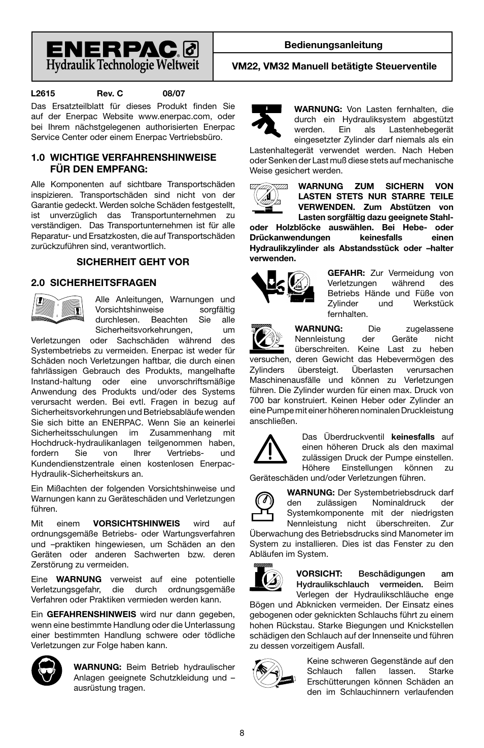 Enerpac VM32 User Manual | Page 8 / 44