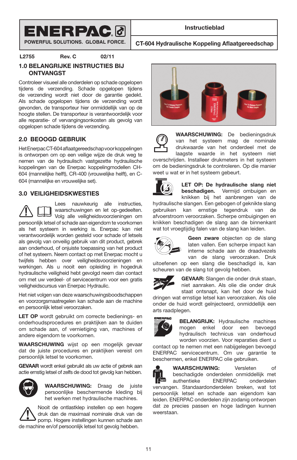 Enerpac CT-604 User Manual | Page 11 / 28