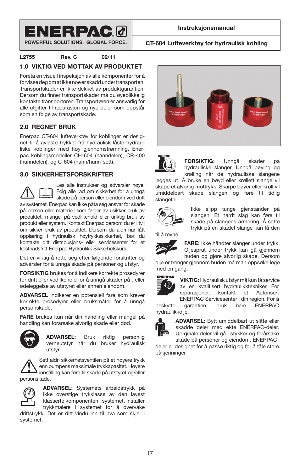 Enerpac CT-604 User Manual | Page 17 / 28