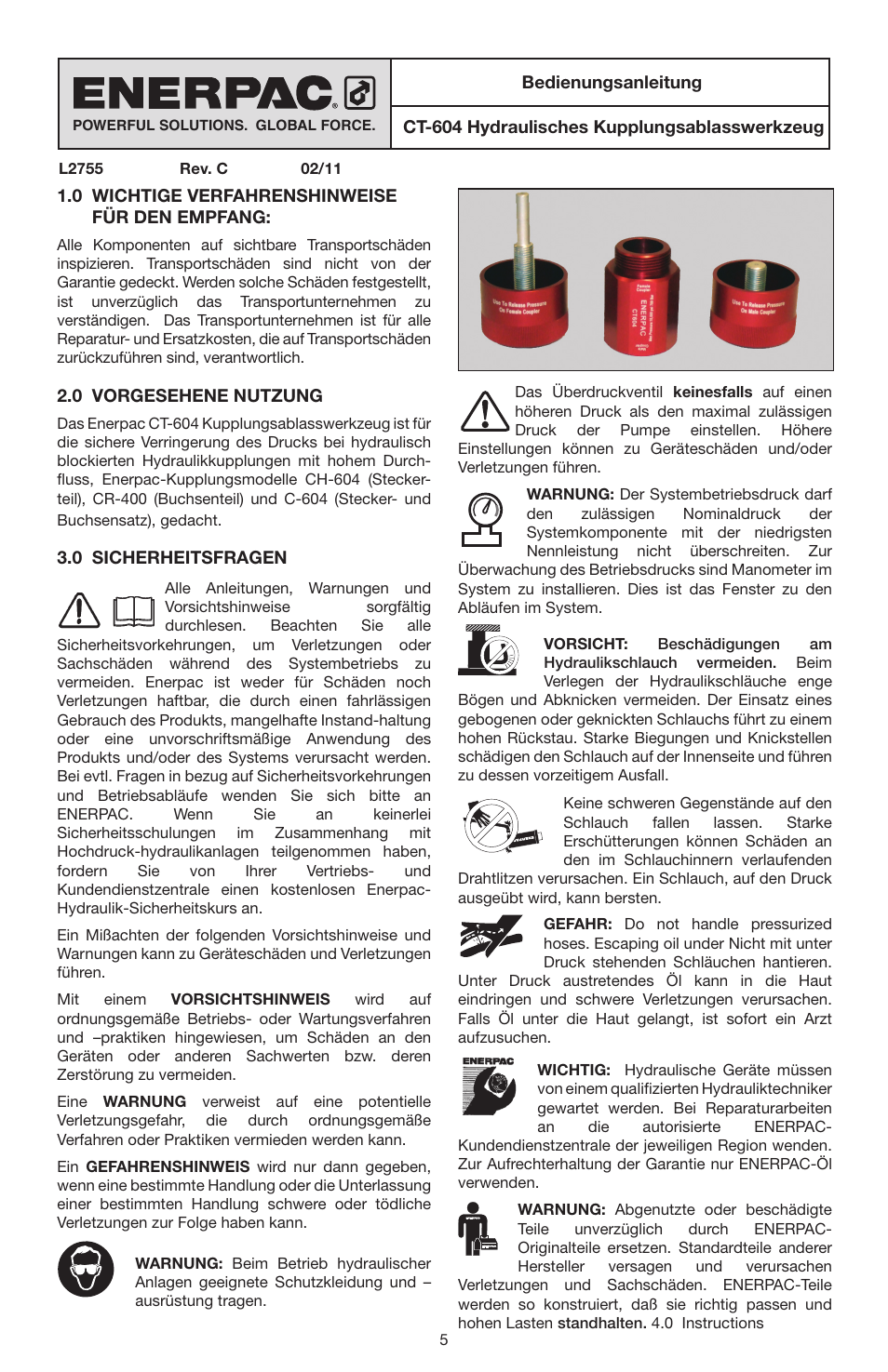 Enerpac CT-604 User Manual | Page 5 / 28