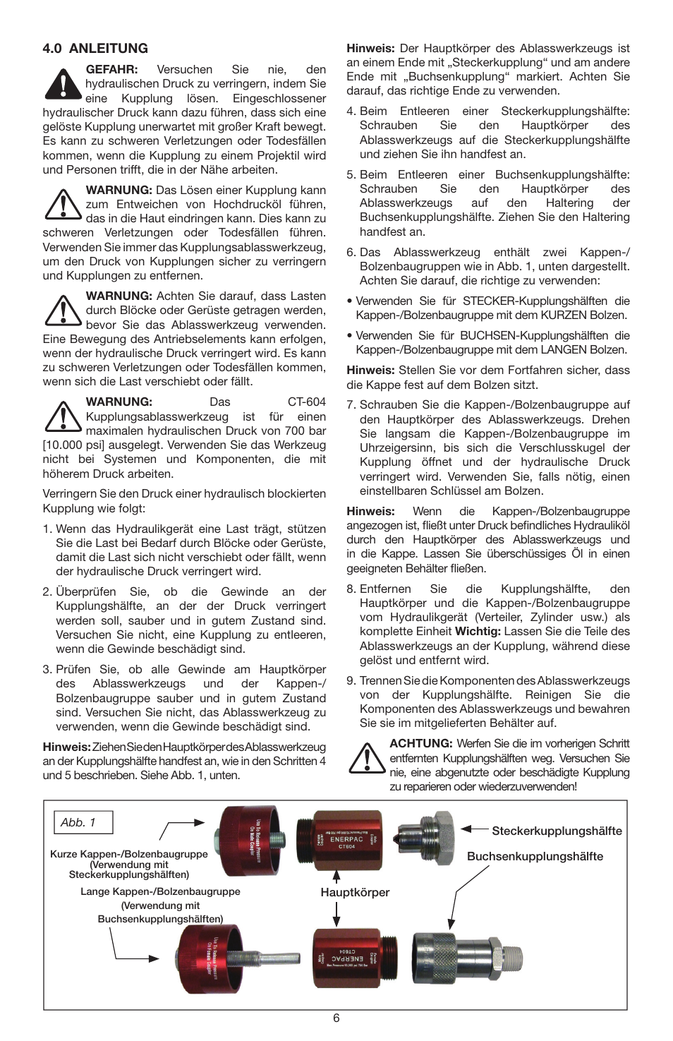 Enerpac CT-604 User Manual | Page 6 / 28