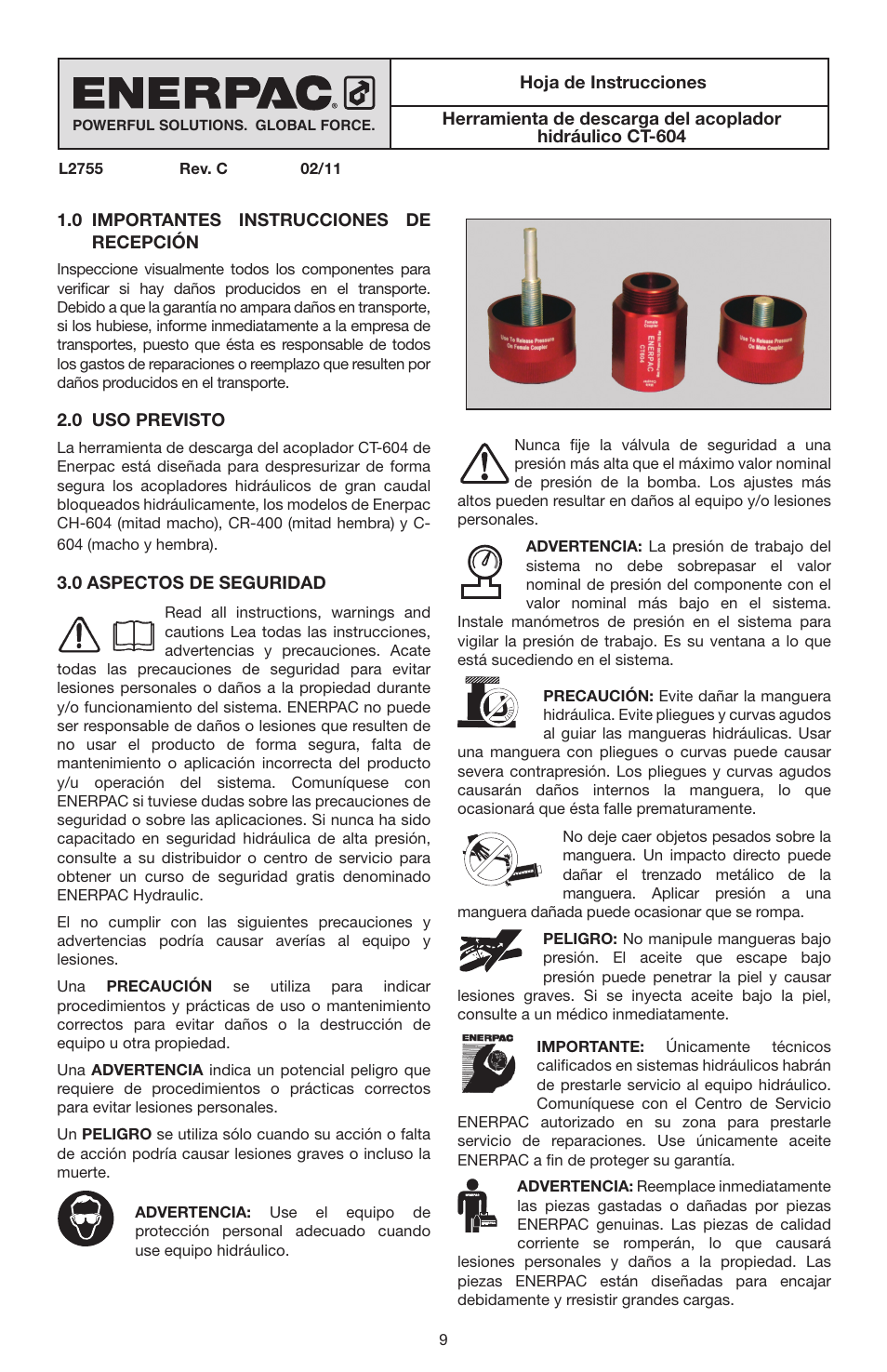 Enerpac CT-604 User Manual | Page 9 / 28