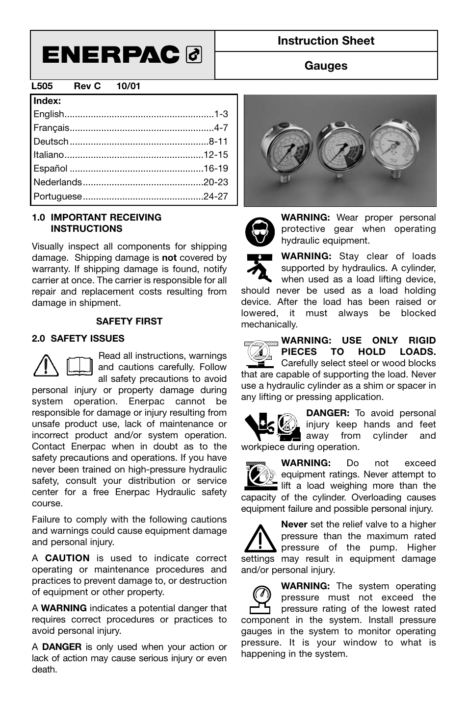 Enerpac V-Series User Manual | 28 pages