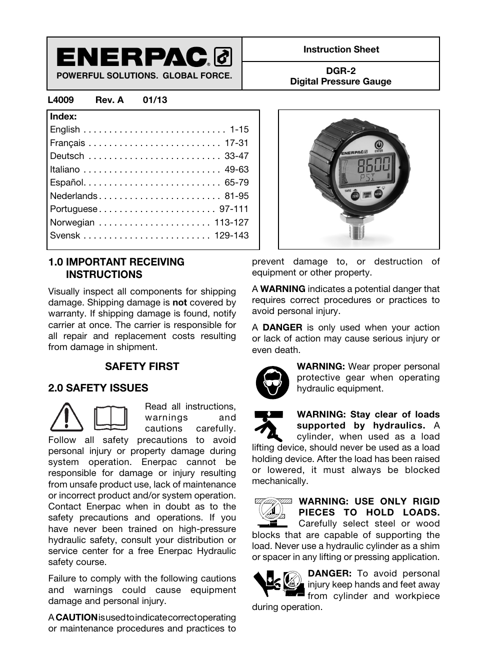 Enerpac DGR-Series User Manual | 144 pages