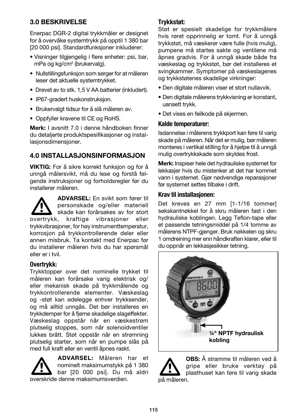 Enerpac DGR-Series User Manual | Page 115 / 144