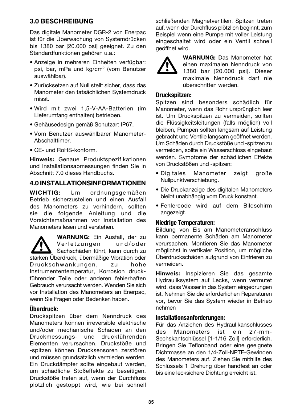 Enerpac DGR-Series User Manual | Page 35 / 144