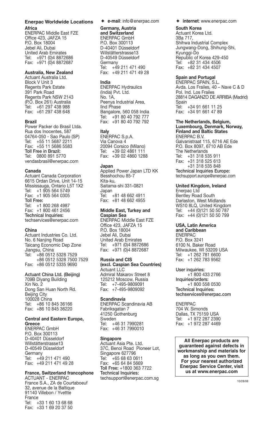Enerpac AM-Series User Manual | Page 33 / 33