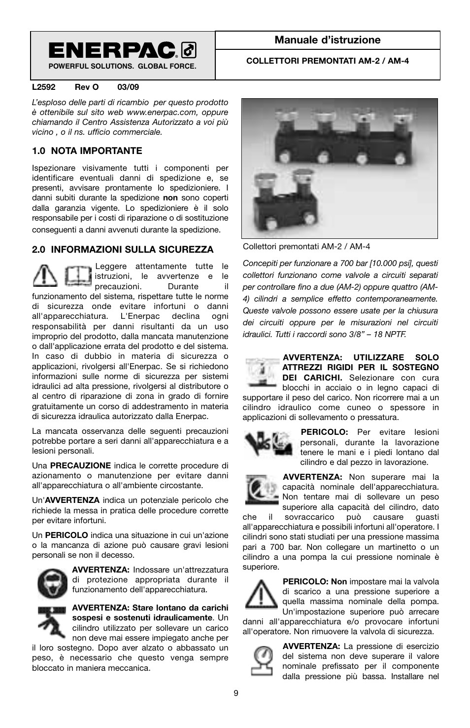 Manuale d’istruzione | Enerpac AM-Series User Manual | Page 9 / 33