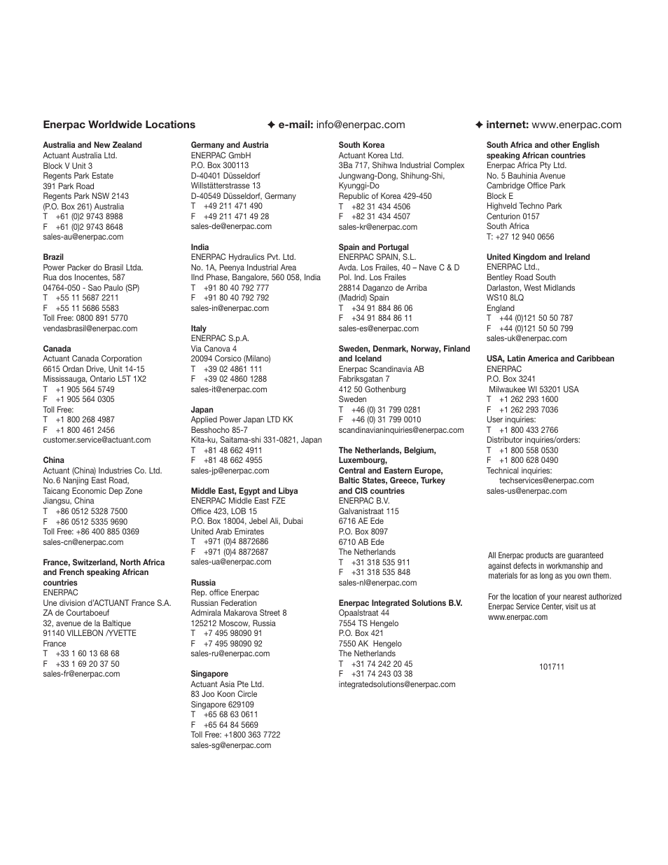 Enerpac H700-Series User Manual | Page 28 / 28