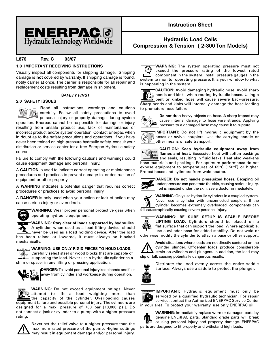 Enerpac LH-Series User Manual | 8 pages