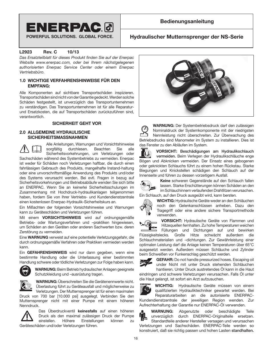 Enerpac NS-Series User Manual | Page 16 / 92