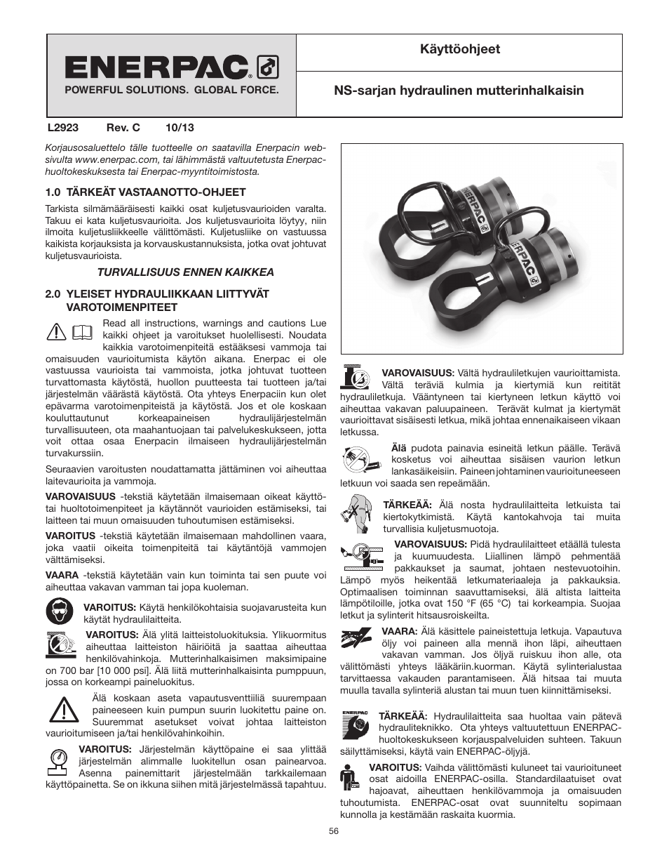 Enerpac NS-Series User Manual | Page 56 / 92