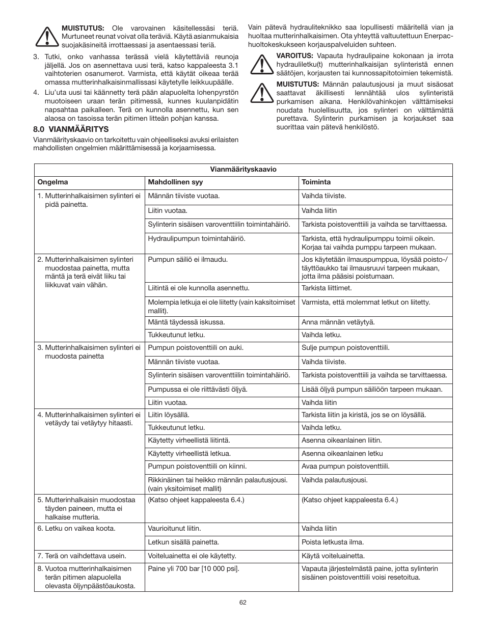 Enerpac NS-Series User Manual | Page 62 / 92