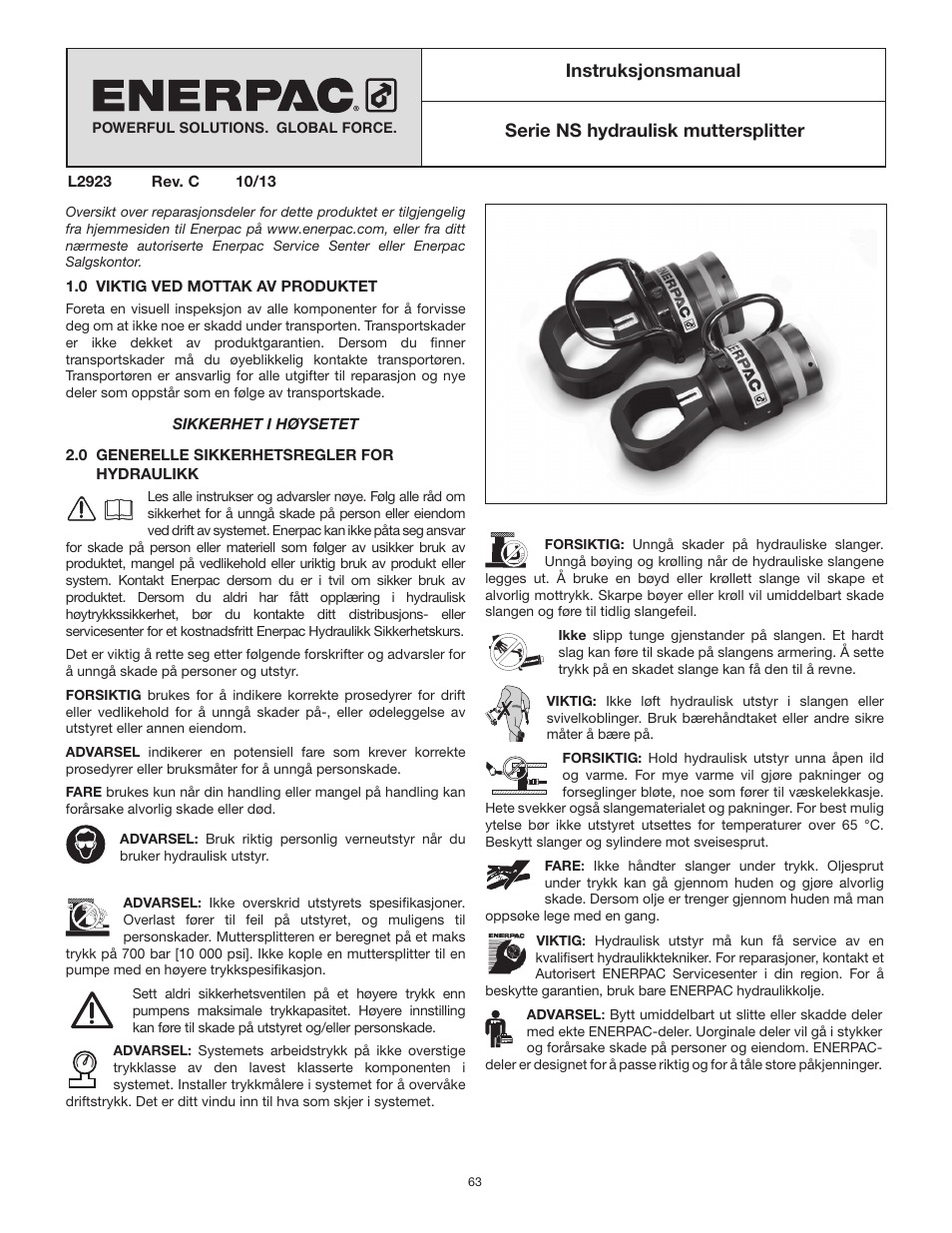 Enerpac NS-Series User Manual | Page 63 / 92