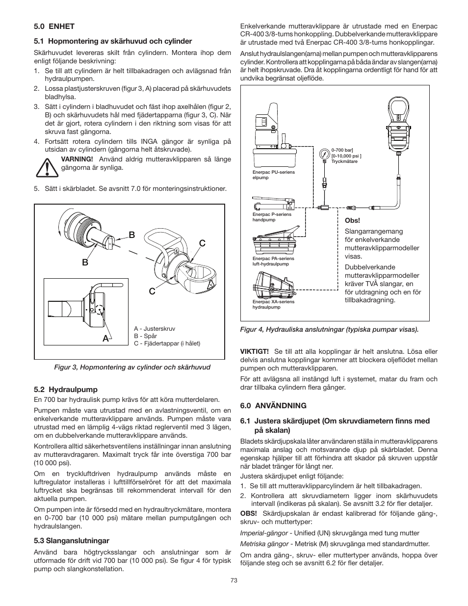 Bc b c a | Enerpac NS-Series User Manual | Page 73 / 92