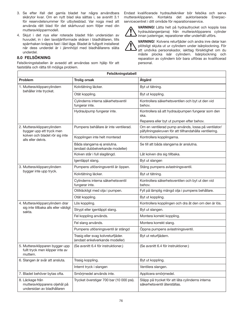 Enerpac NS-Series User Manual | Page 76 / 92