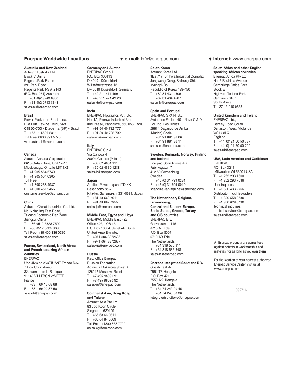 Enerpac NS-Series User Manual | Page 92 / 92