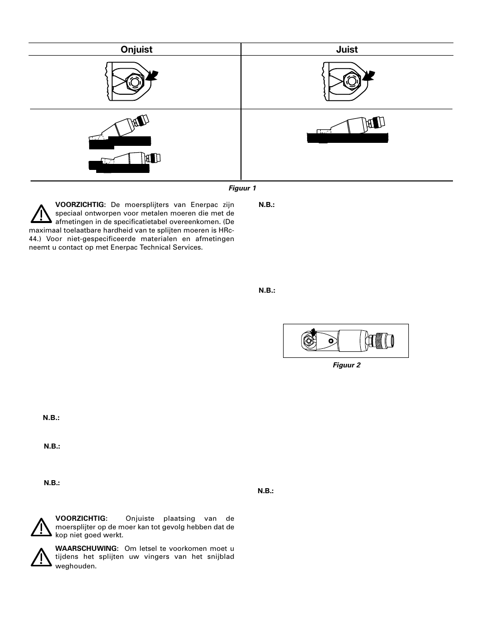 Onjuist juist | Enerpac NC-Series User Manual | Page 20 / 39