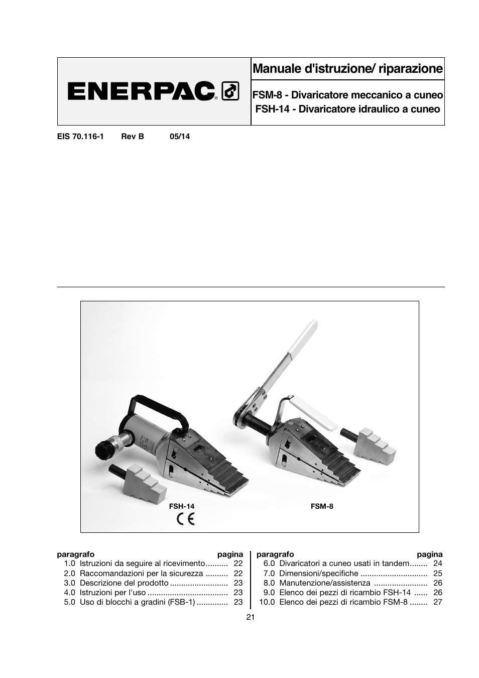 Manuale d'istruzione/ riparazione | Enerpac FSM-Series User Manual | Page 21 / 56