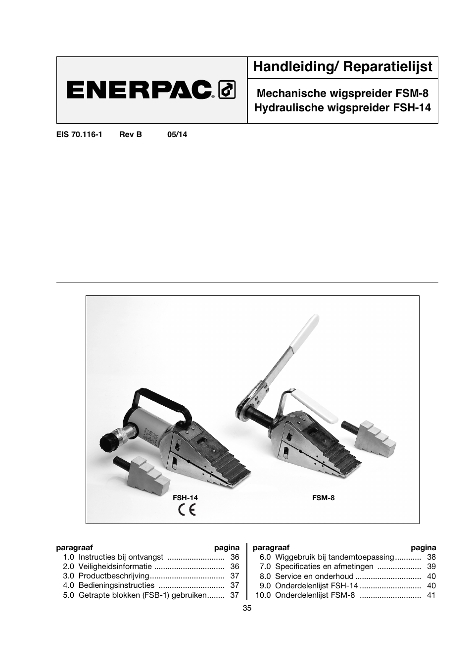 Handleiding/ reparatielijst | Enerpac FSM-Series User Manual | Page 35 / 56