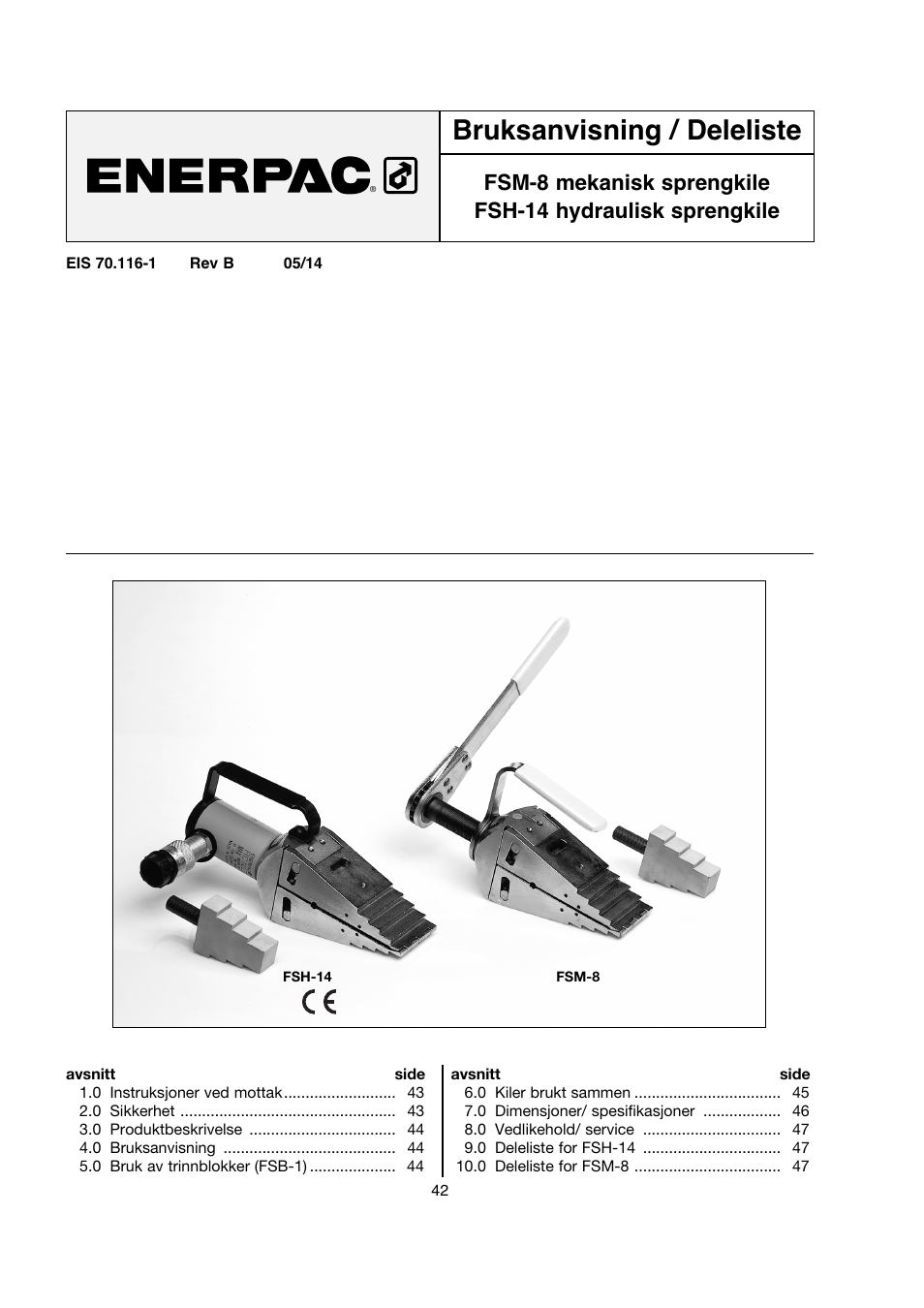 Bruksanvisning / deleliste | Enerpac FSM-Series User Manual | Page 42 / 56