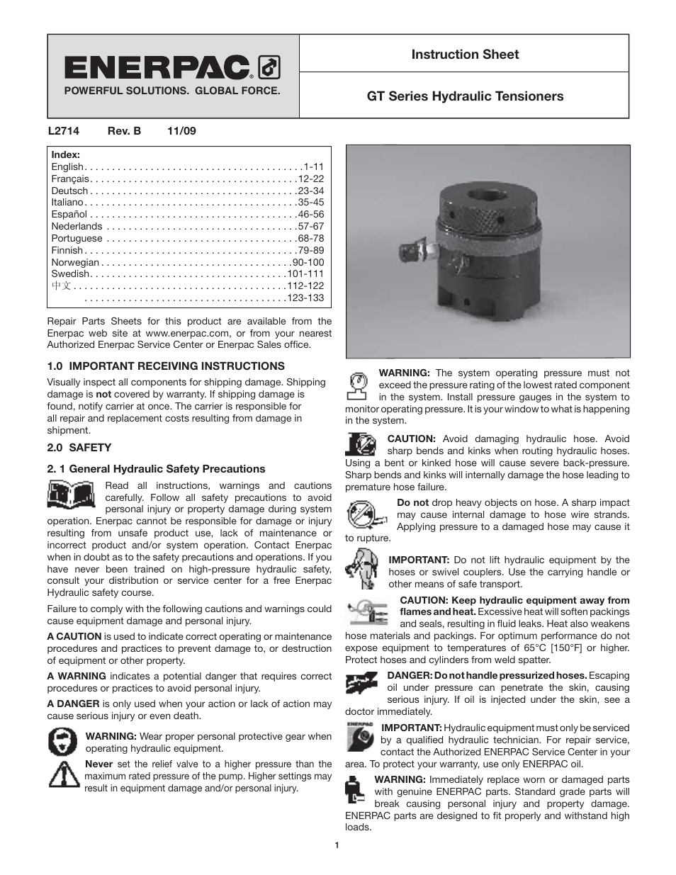 Enerpac GT-Series User Manual | 134 pages