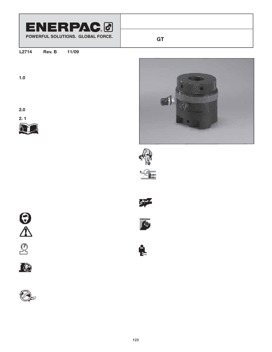 説明シート, シリーズ油圧テンショナ | Enerpac GT-Series User Manual | Page 123 / 134