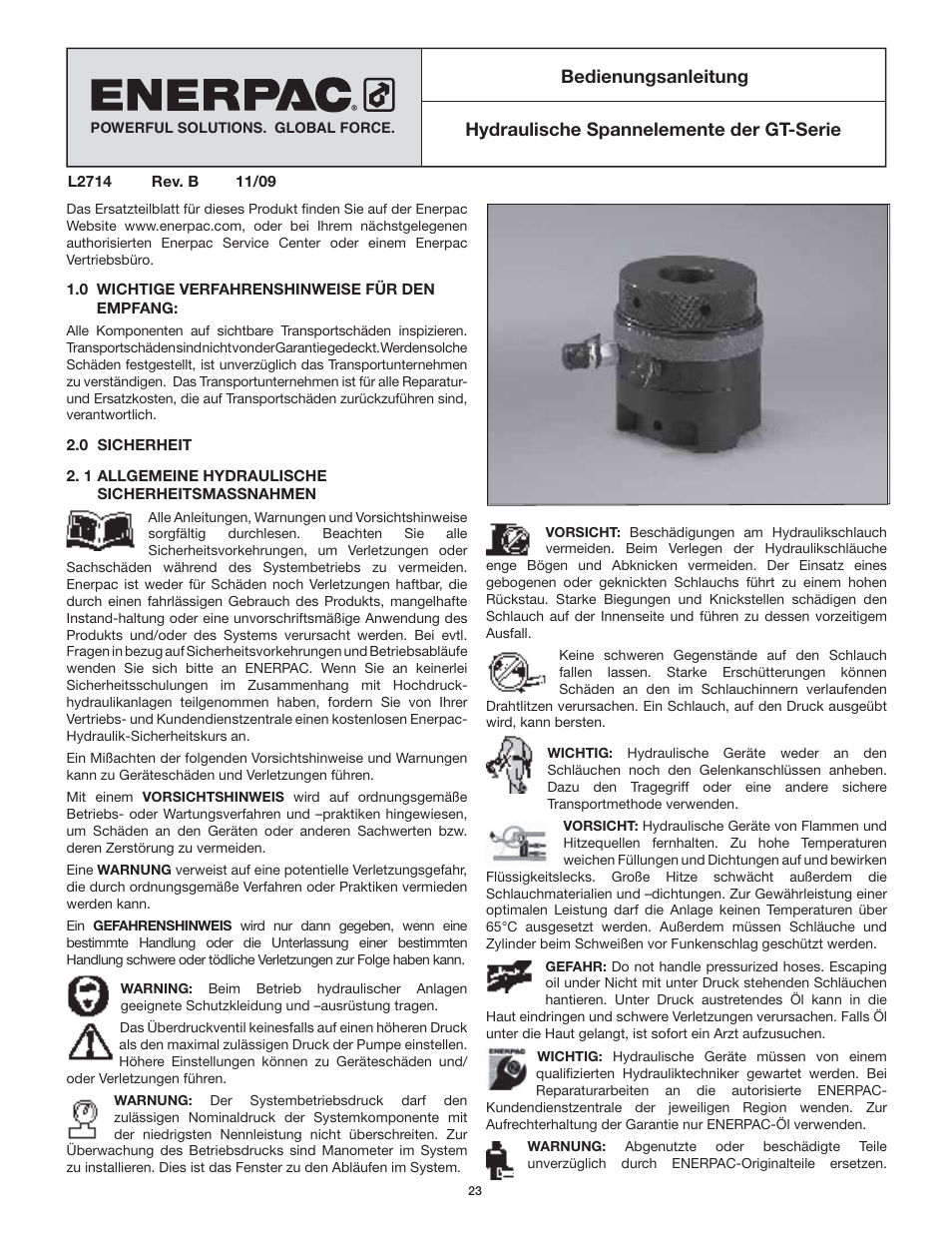 Enerpac GT-Series User Manual | Page 23 / 134