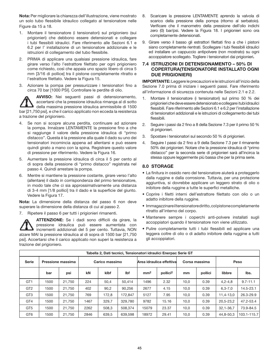 Enerpac GT-Series User Manual | Page 45 / 134