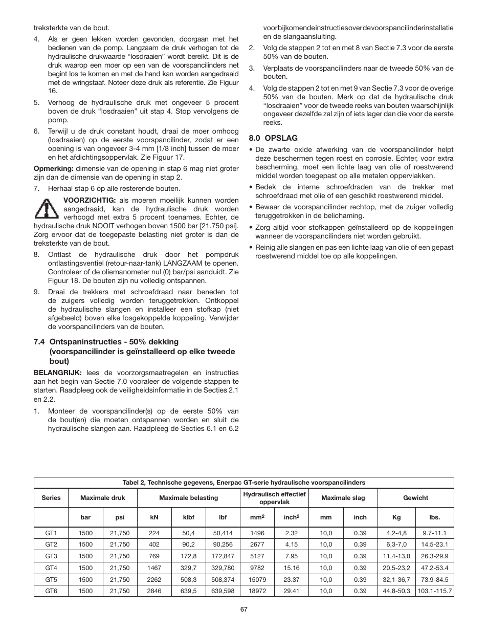 Enerpac GT-Series User Manual | Page 67 / 134