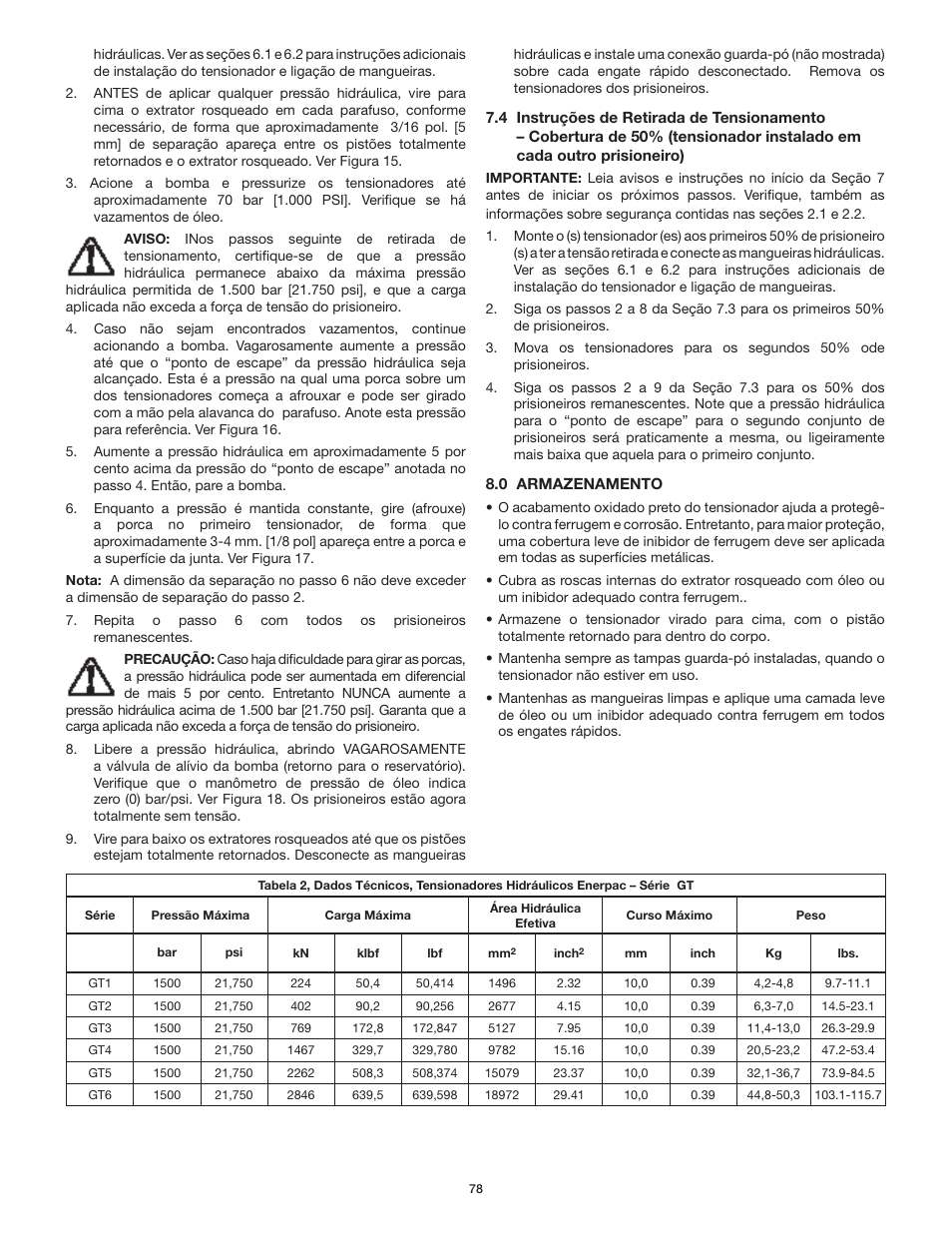 Enerpac GT-Series User Manual | Page 78 / 134