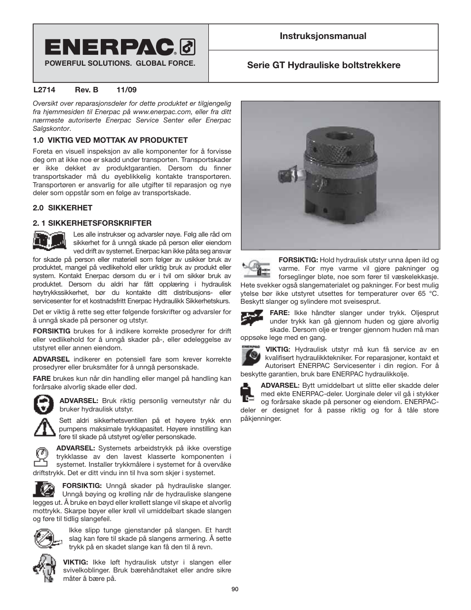 Enerpac GT-Series User Manual | Page 90 / 134