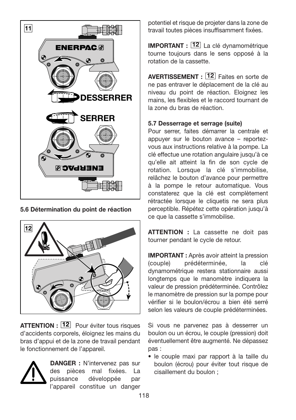 Serrer desserrer | Enerpac HXD-Series User Manual | Page 118 / 172