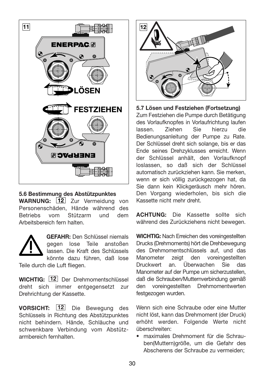 Festziehen lösen | Enerpac HXD-Series User Manual | Page 30 / 172