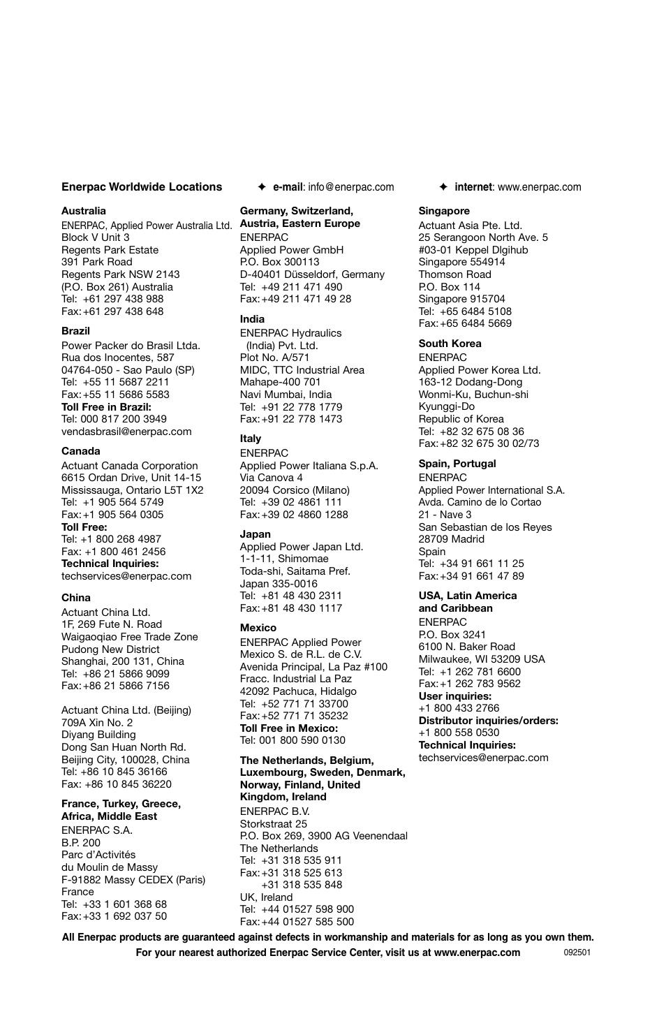 Enerpac SQD-Series User Manual | Page 140 / 140