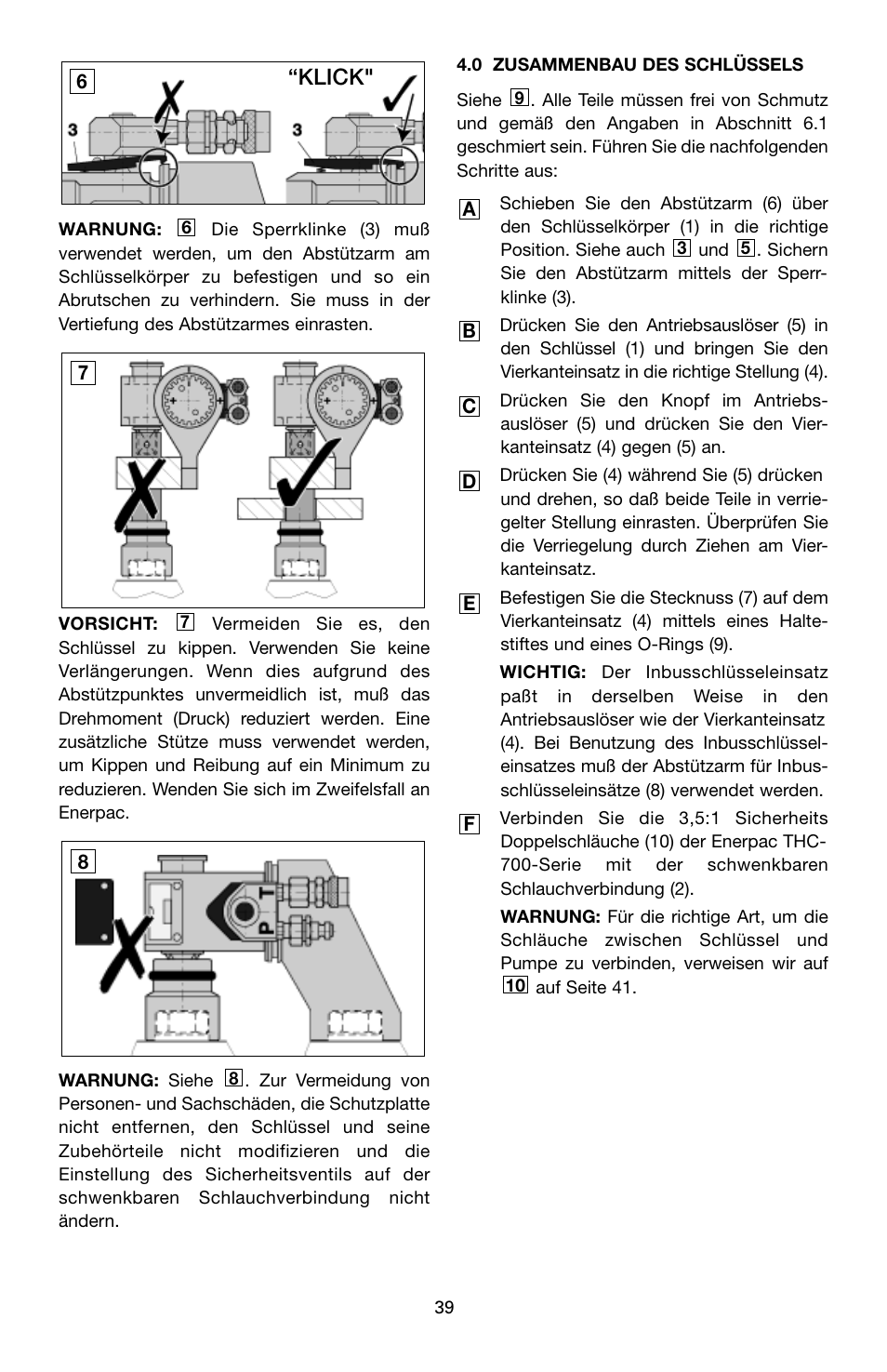 Klick | Enerpac SQD-Series User Manual | Page 39 / 140