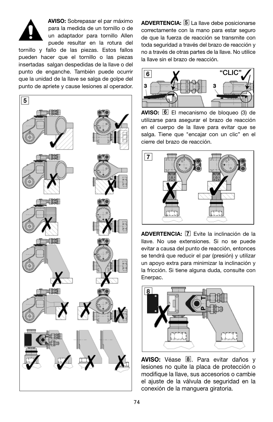 Clic | Enerpac SQD-Series User Manual | Page 74 / 140