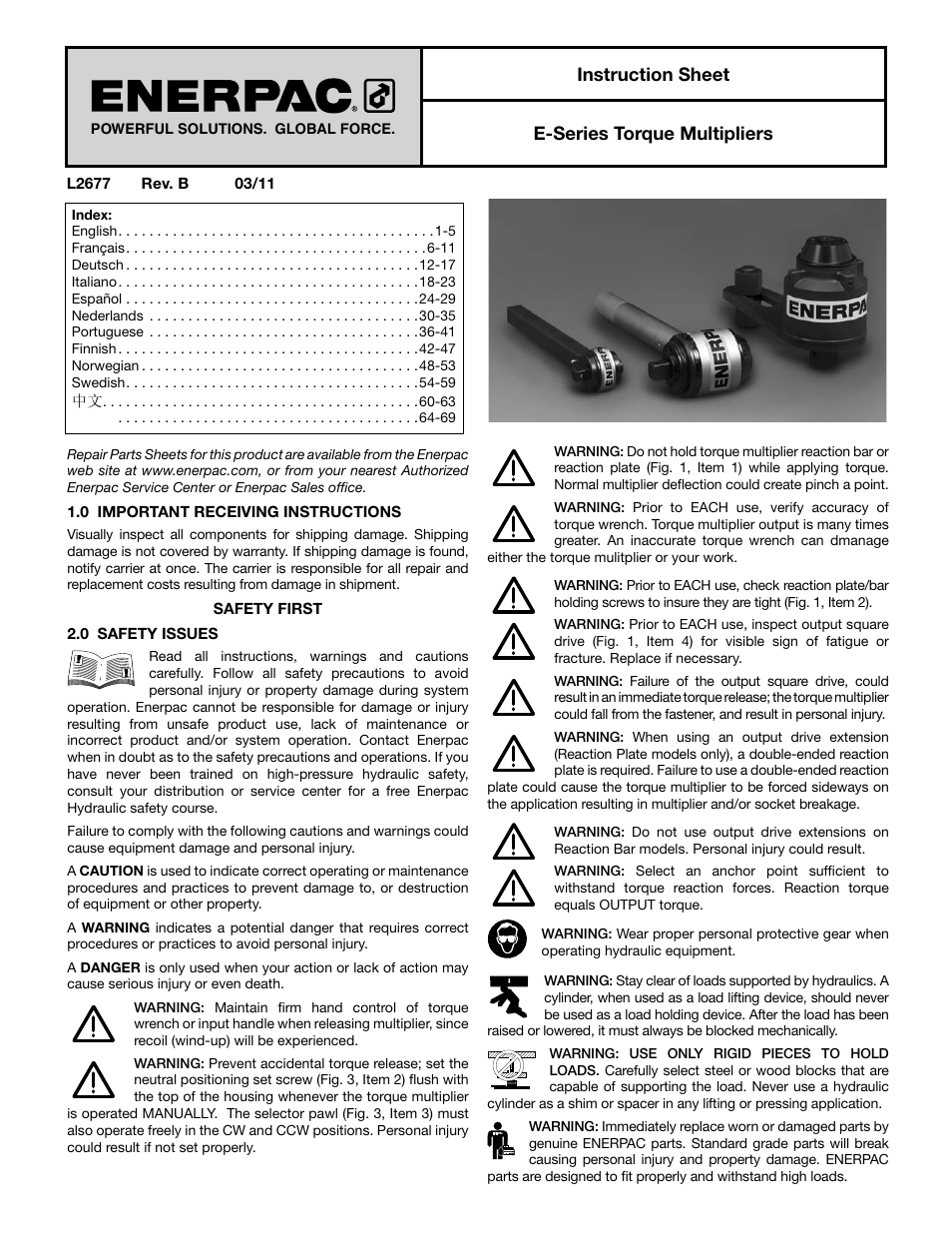 Enerpac E-Series User Manual | 70 pages