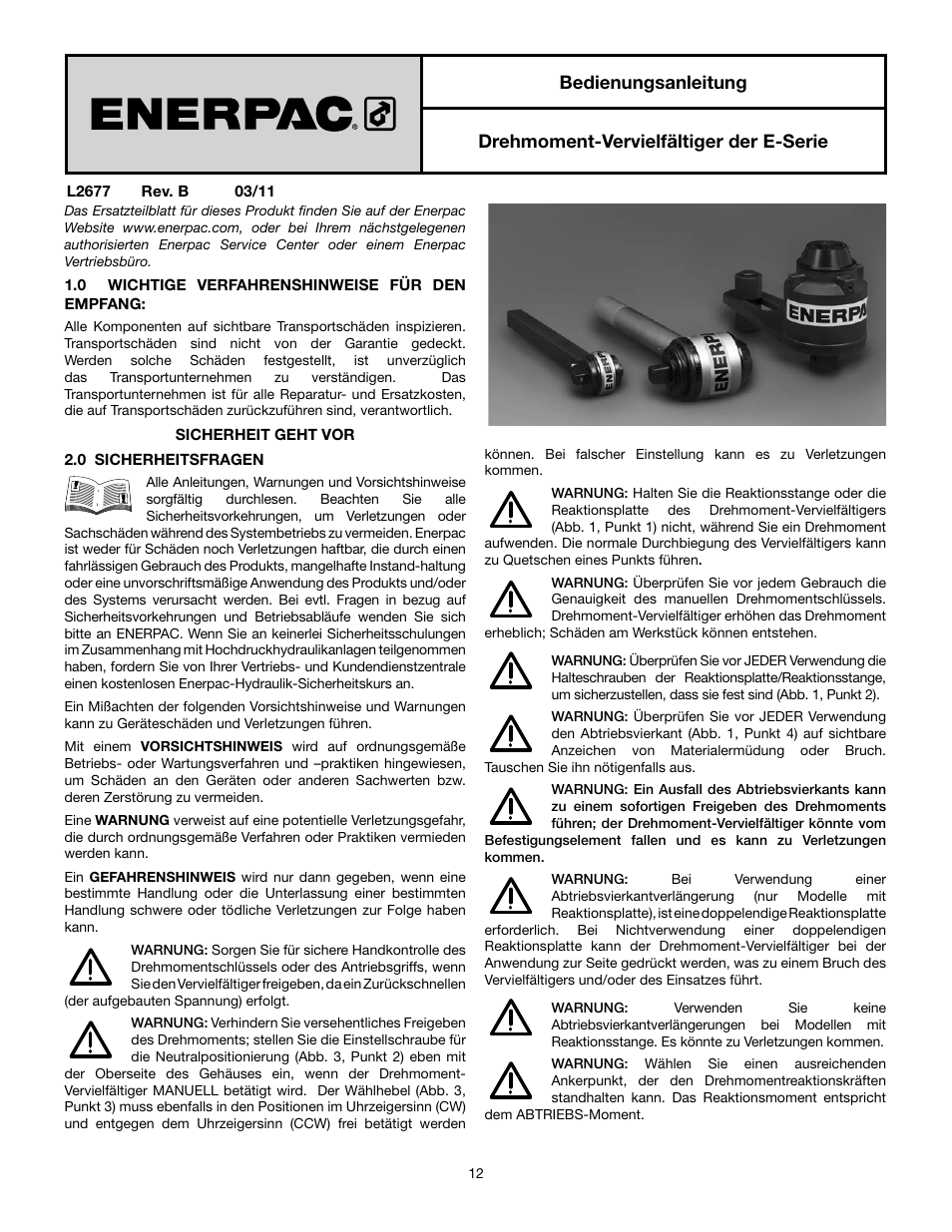 Enerpac E-Series User Manual | Page 12 / 70