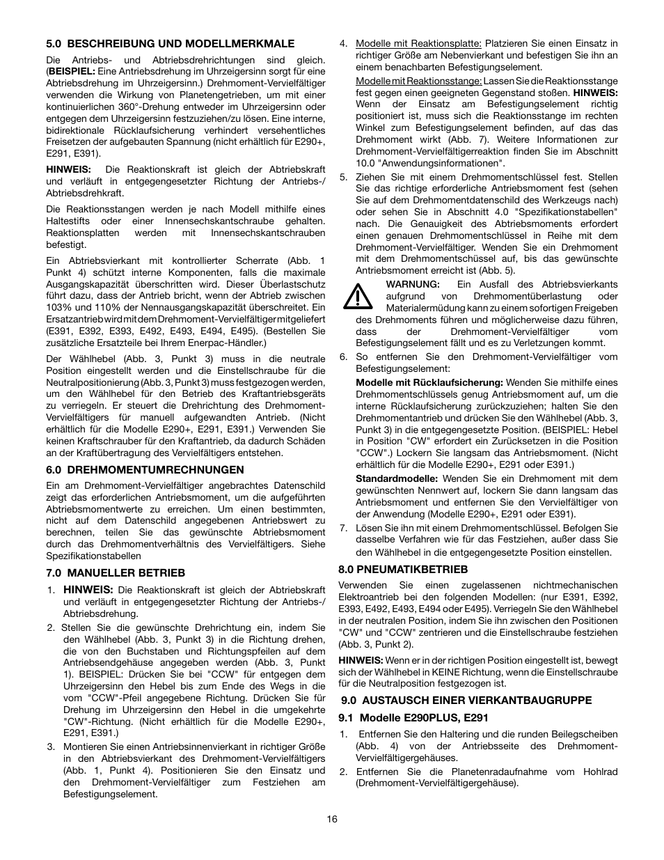 Enerpac E-Series User Manual | Page 16 / 70