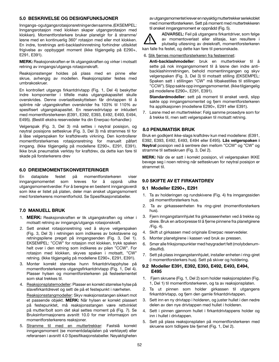 Enerpac E-Series User Manual | Page 52 / 70