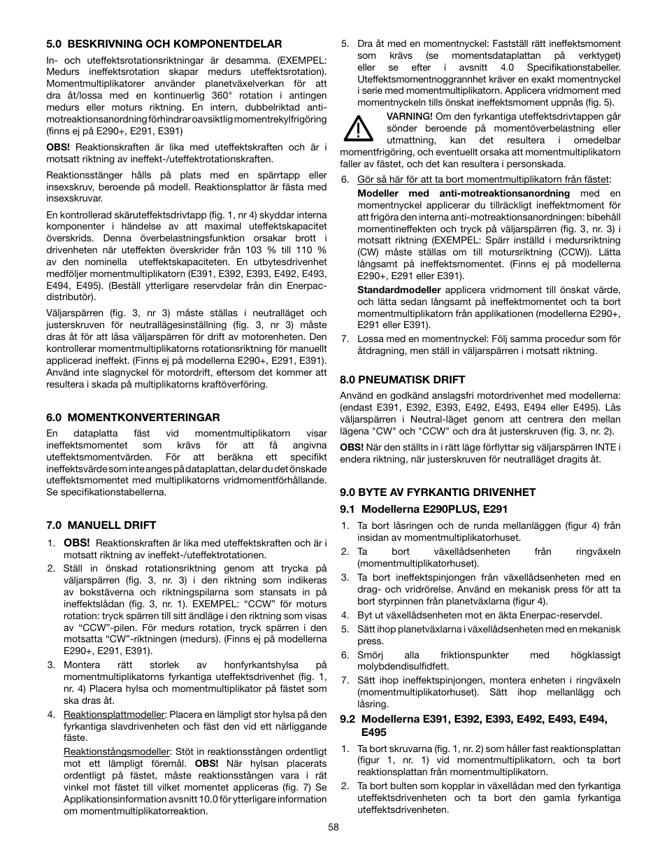 Enerpac E-Series User Manual | Page 58 / 70