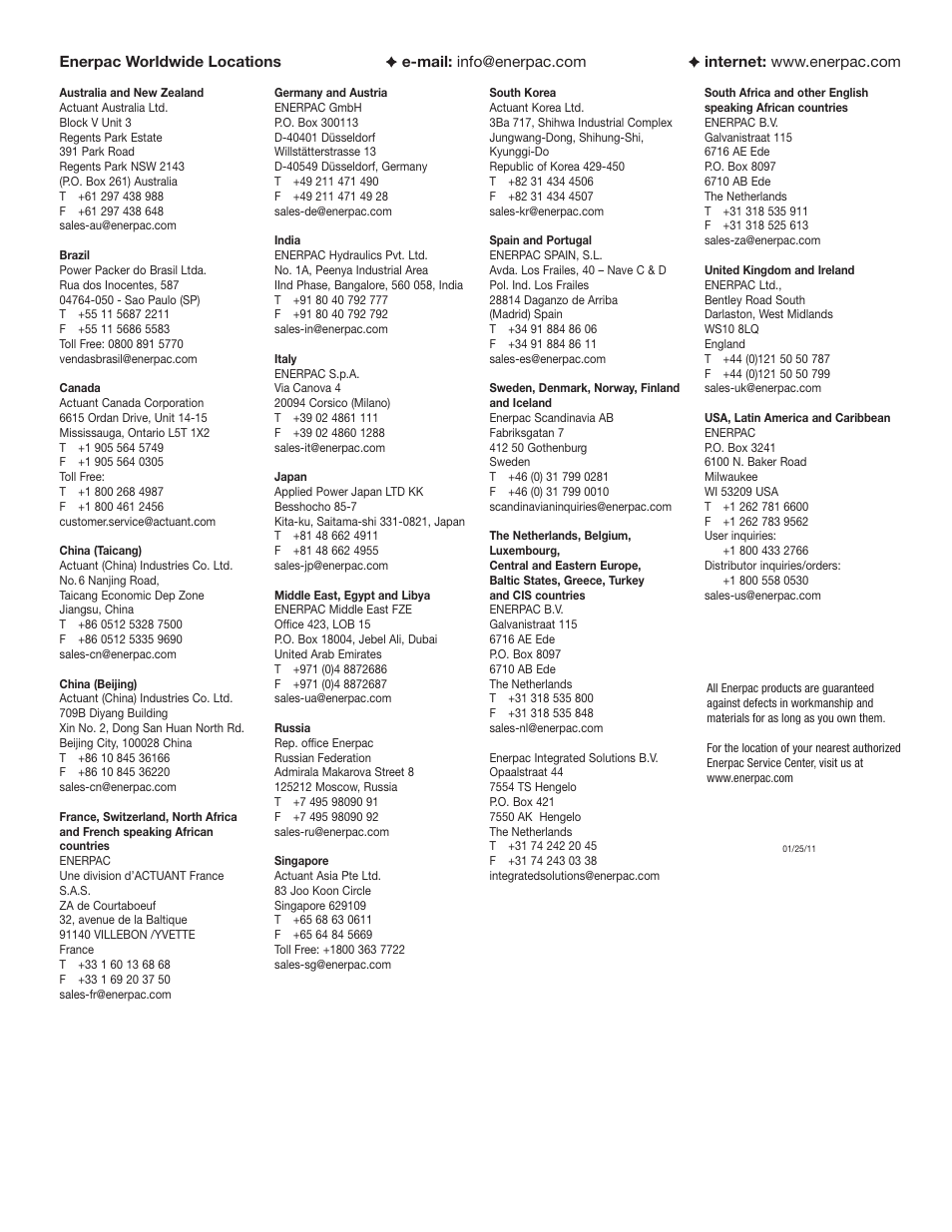 Enerpac E-Series User Manual | Page 70 / 70