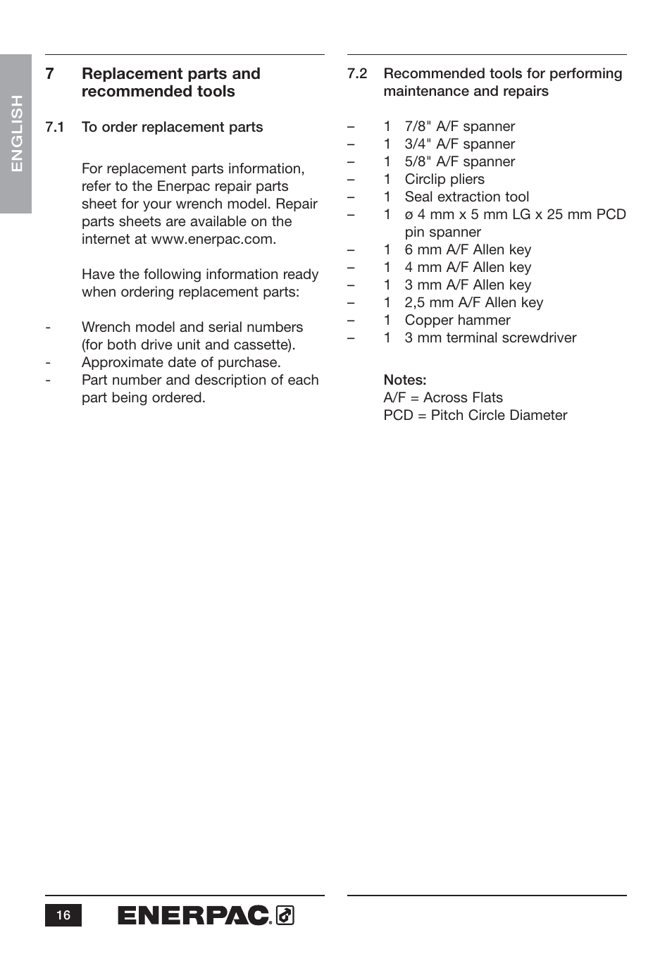 Enerpac WCR-Series User Manual | Page 16 / 20