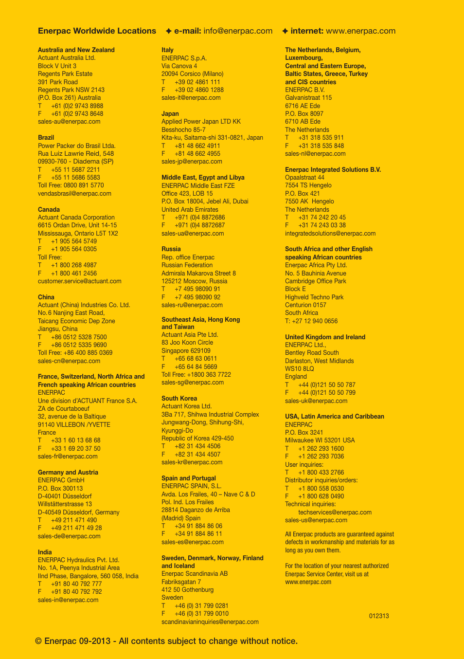 Enerpac WCR-Series User Manual | Page 20 / 20