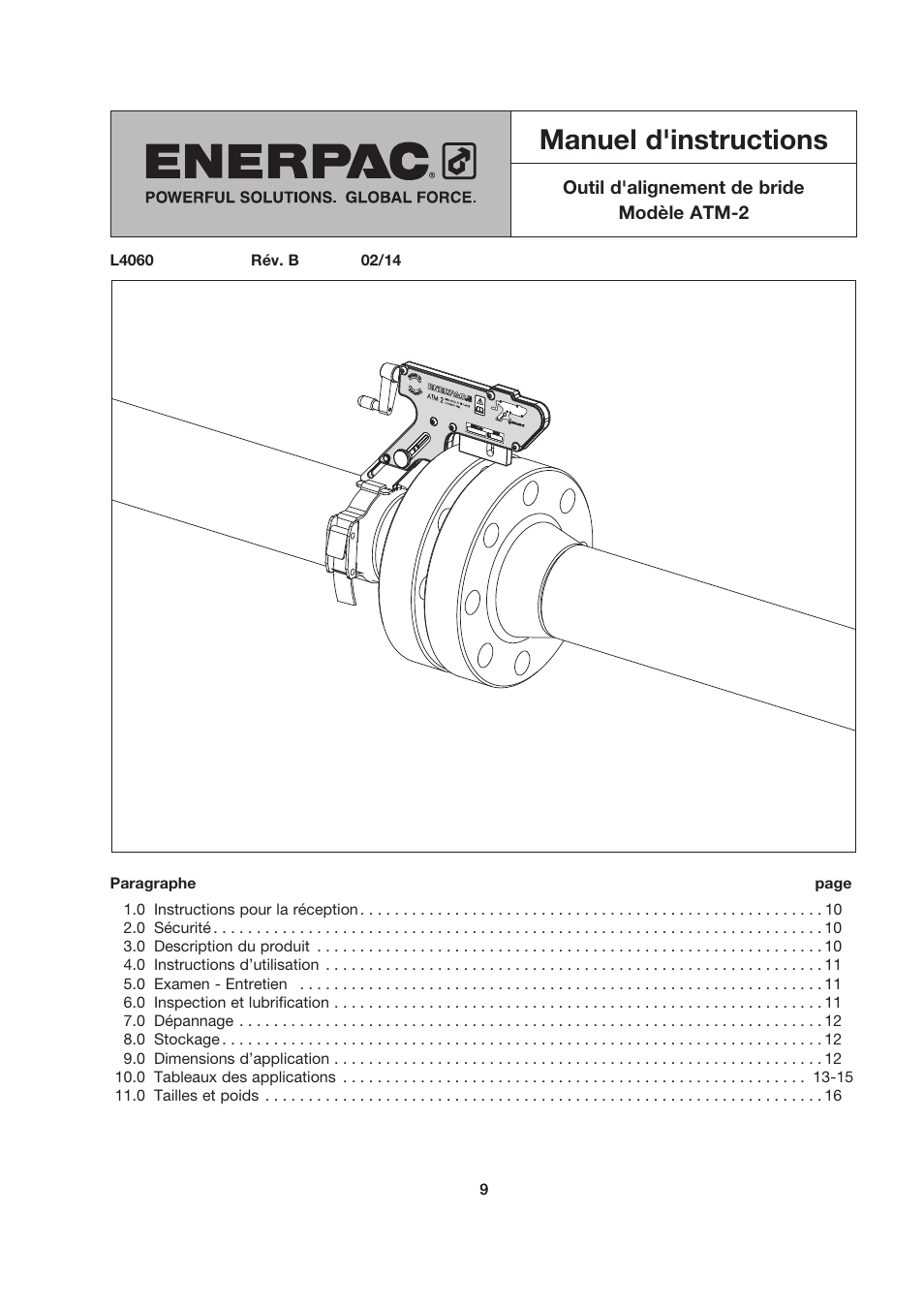 Français, Manuel d'instructions | Enerpac ATM-2 User Manual | Page 9 / 92