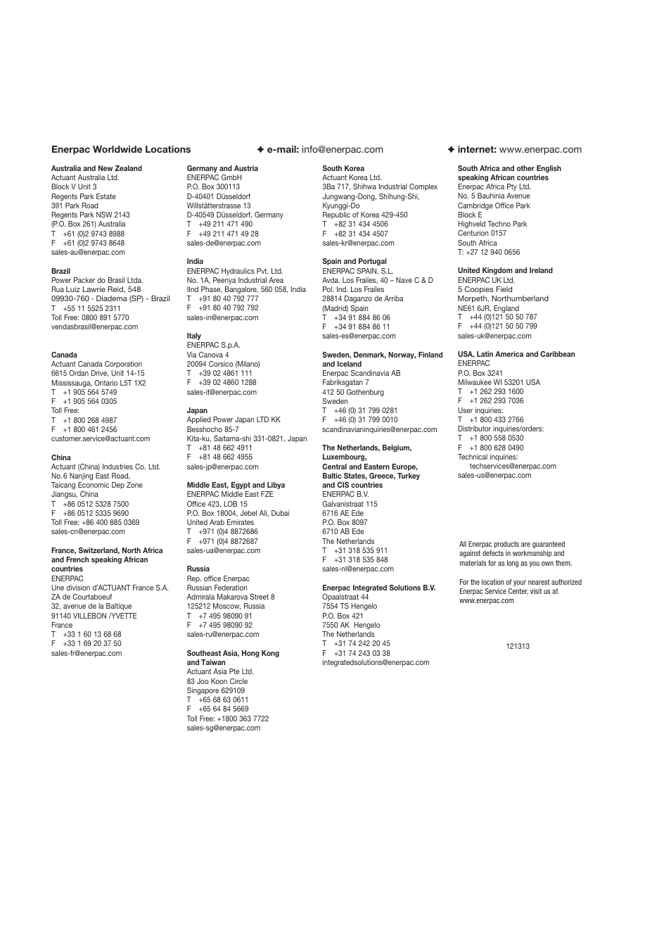 Enerpac ATM-9 User Manual | Page 136 / 136