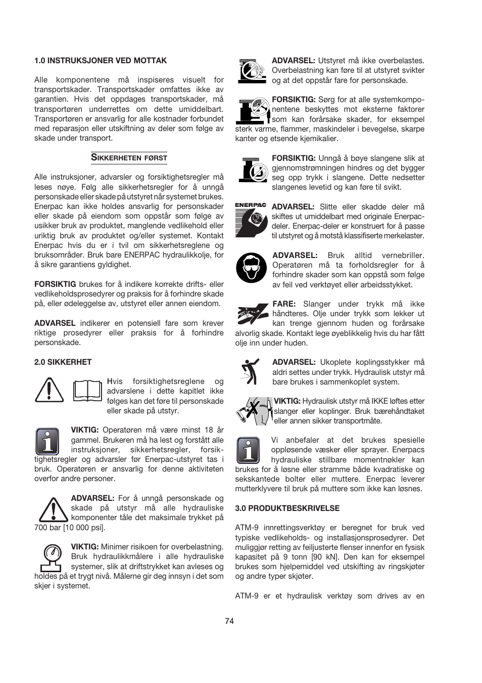 Enerpac ATM-9 User Manual | Page 74 / 136